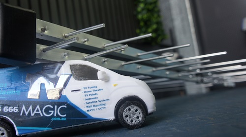 mini van with big antenna