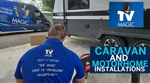 Technician with caravan.