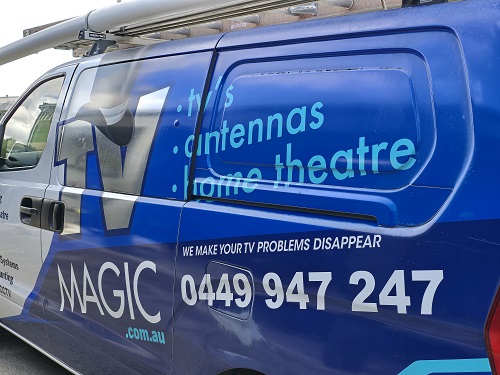 Side view of TV Magic van