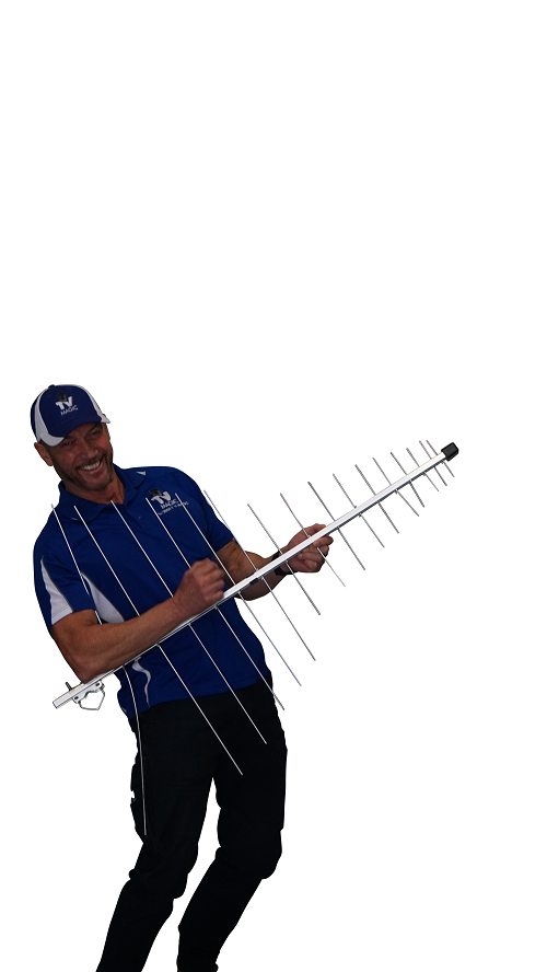 Technician Darren - holding an antenna