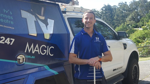 Technician with an antenna