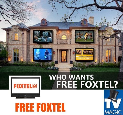 a large house with TV screens as windows with various shows  on them.