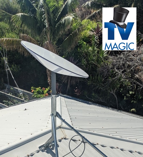 Close up of a Starlink dish on a tin roof - by TV Magic