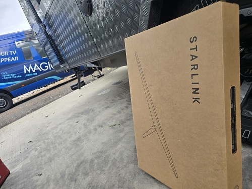 Starlink kit with TV Magic van and a caravan