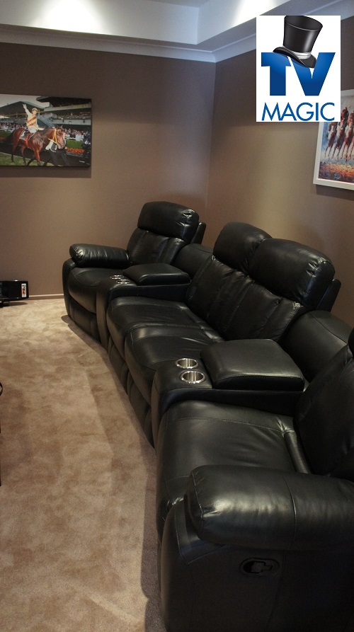 Home cinema seating in a TV Magic home cinema