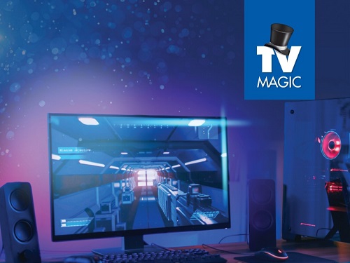 Computer screen with TV Magic logo in top right corner