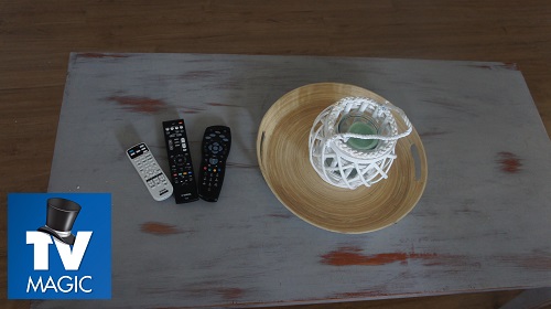 Multiple remotes on a coffee table
