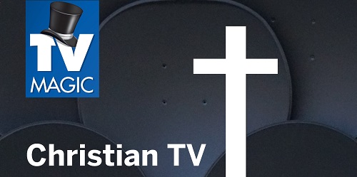TV Magic logo with Cross and caption "Christian TV"