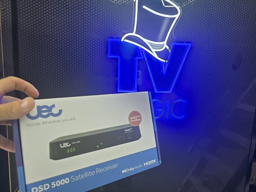 Vast Box held up to LED TV Magic logo