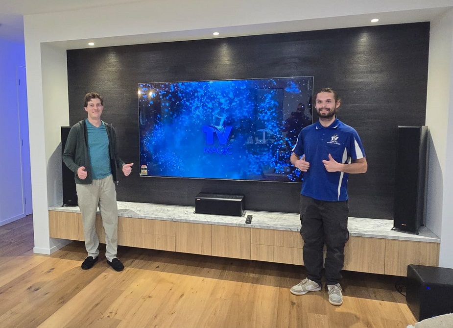 Home Theatre Installation TV Magic floating cabinet