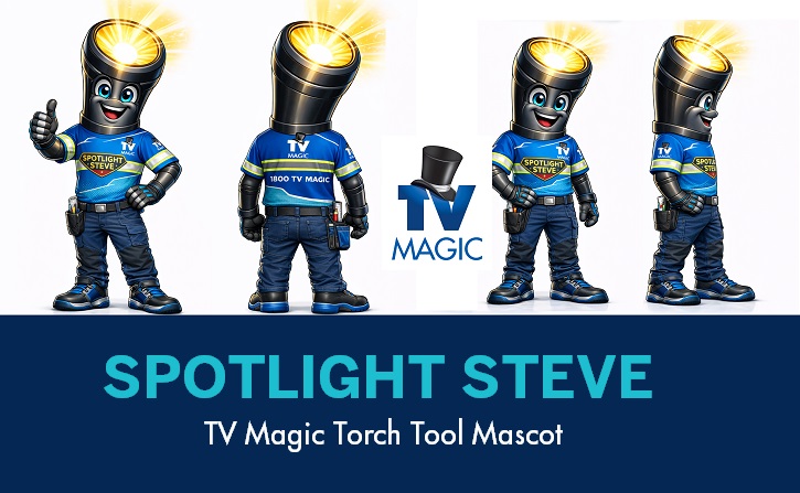 Spotlight Steve torch mascot