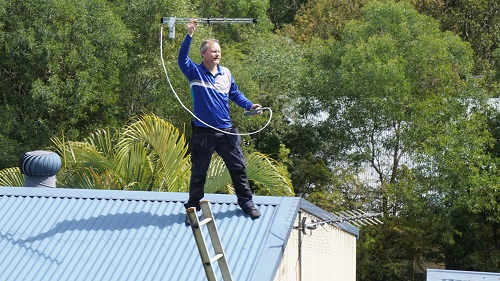 Technician with an aerial