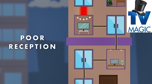 an animated building in need of MaTV services