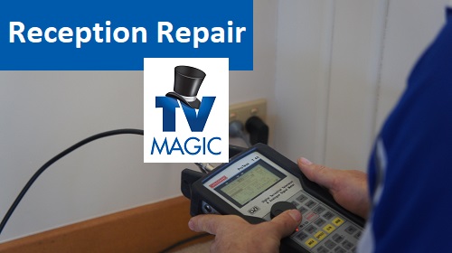 a signal measurement tool with caption "reception repair"