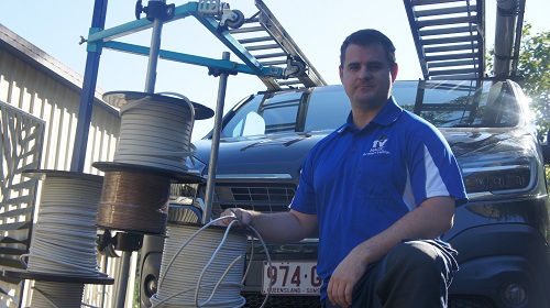 Technician prepping for a pre-wire fit out