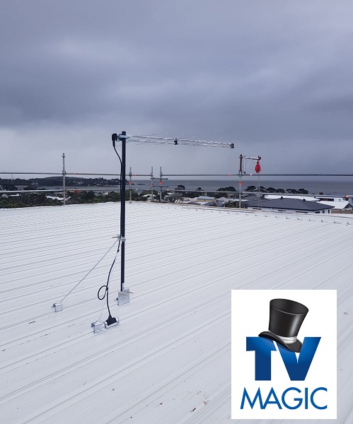 An antenna on a tin roof - installed by TV Magic
