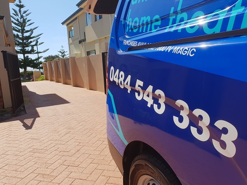 The side of technician van.