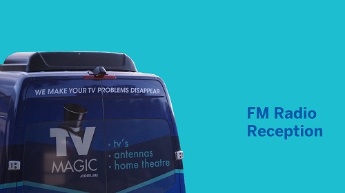 back of TV Magic Van. Caption "FM radio reception" next to van