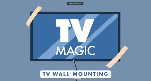 TV Screen taped up with TV Magic logo