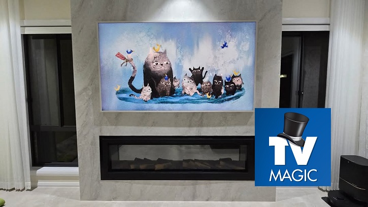 samsung frame above fireplace 2025