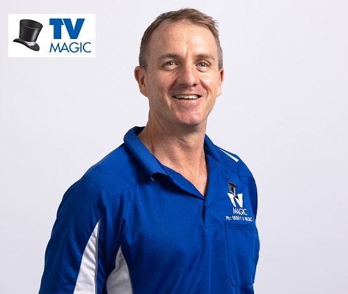 technician with TV Magic logo in top left corner