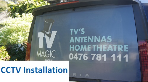 back of TV Magic van with caption "CCTV Installation" bottom left