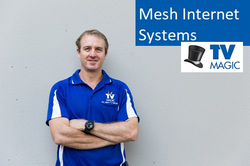 Technician - Brent. Caption in right corner "Mesh Internet Systems"