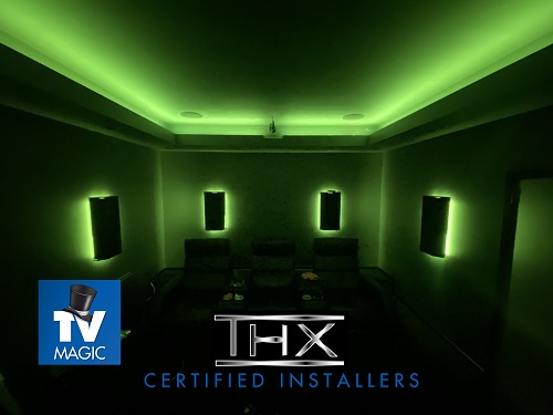 A TV Magic home cinema with THX Certified Installers caption