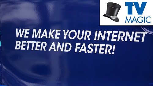 TV Magic image with "we make your internet faster" slogan