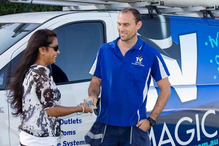 Daniel with customer