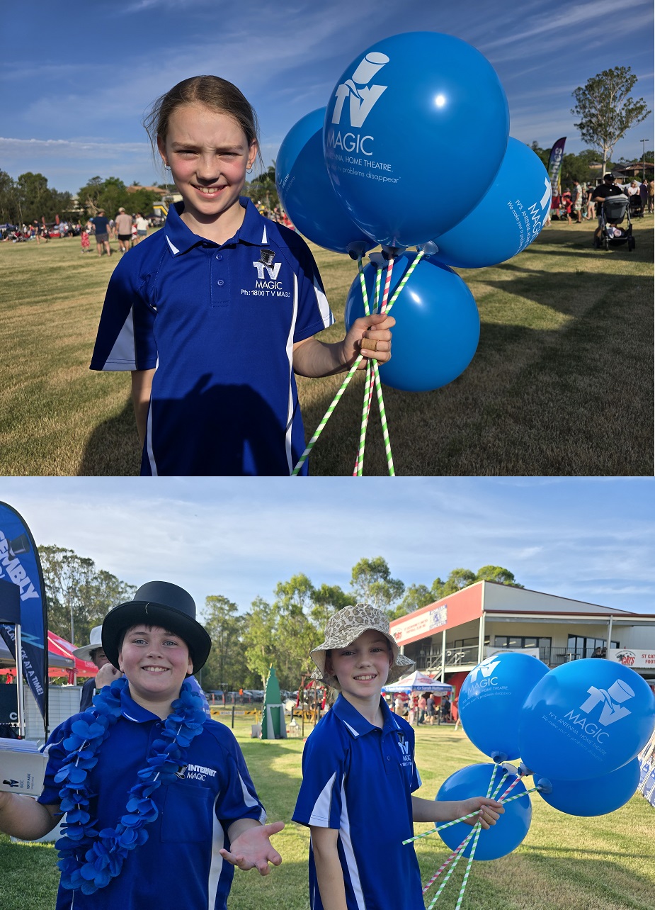 kids handing out tv magic balloons 2025