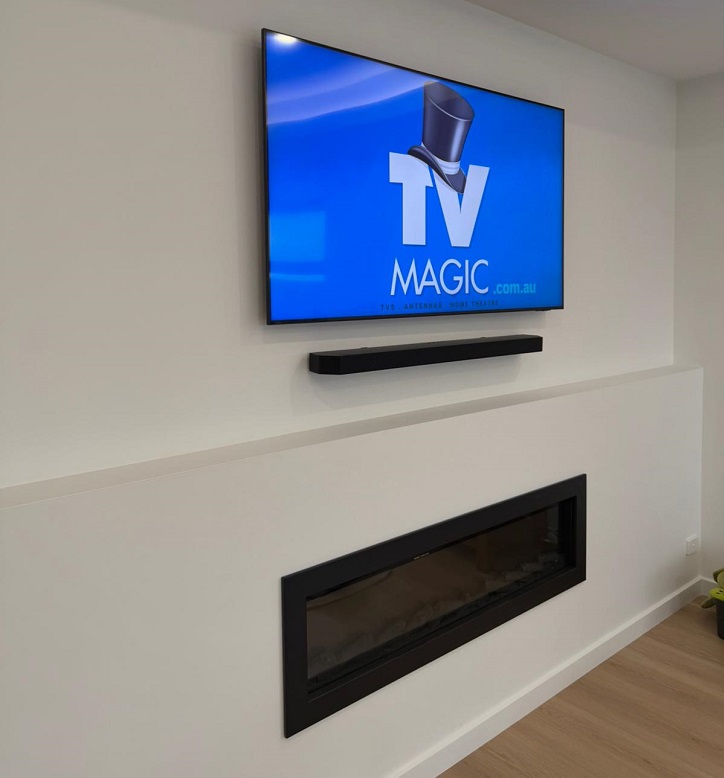 Floating Soundbar above fireplace 2026 may