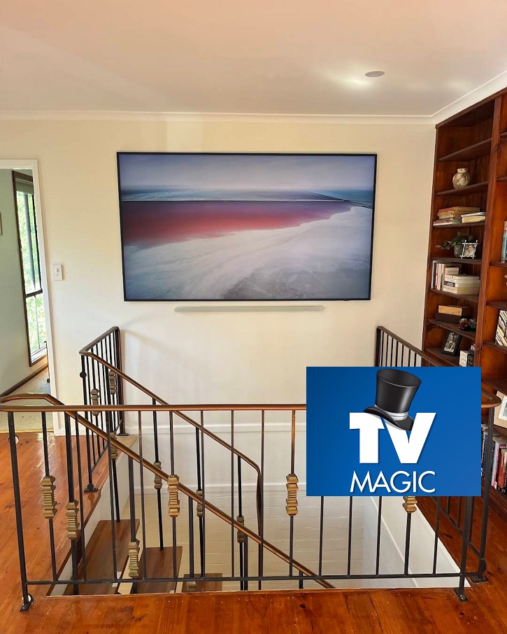 Samsung Frame Floating Sound Bar Stairwell 2026